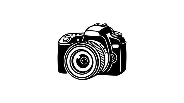 Black and white DSLR camera.