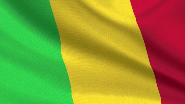 Seamless 3D video of the Mali flag fluttering in the wind looping