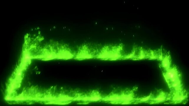 Pulsating green flame loop: intense energy and magic in dynamic flames