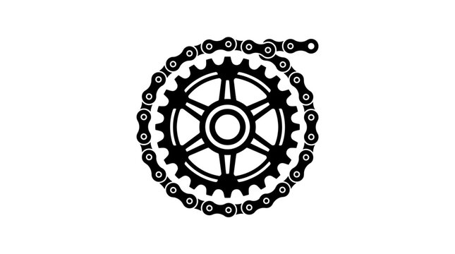 Black bicycle gear and chain.