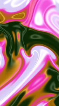 Green Pink Orange Holographic Liquid Motion Background, Smooth Flowing Psychedelic Color Animation Seamless Loop, 4K