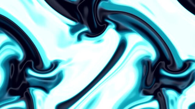 Teal Blue White Holographic Liquid Motion Background, Smooth Flowing Psychedelic Color Animation Seamless Loop, 4K