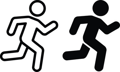Fototapeta premium Running human silhouette icons set vector illustration.