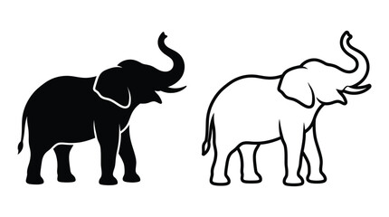 Elephant Silhouettes Black And White Graphic Design © Soniya