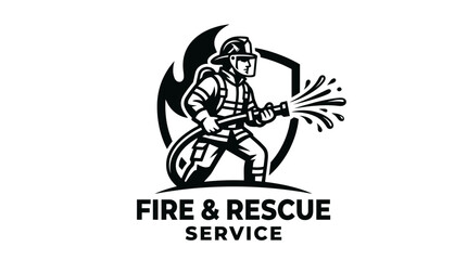 Obraz premium Firefighter in Action with Equipment.