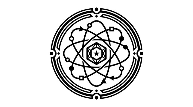 Geometric Atom Symbol Design Element.