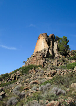 Volcanic rock monolith at C&aacute;ncarix volcanic dome in Hell&iacute;n, Spain.