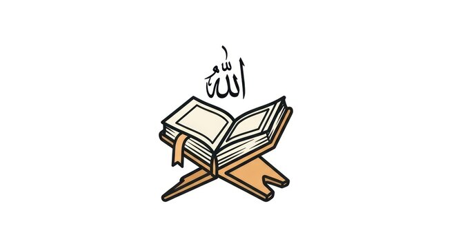 Open holy book on traditional wooden stand