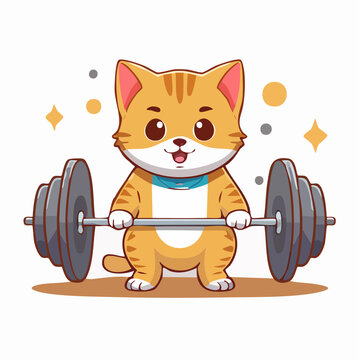 Cute Cat Lifting Weights