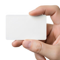 Obraz premium Hand Holding A White Blank Business Card On A White Background b122 c0e5b955