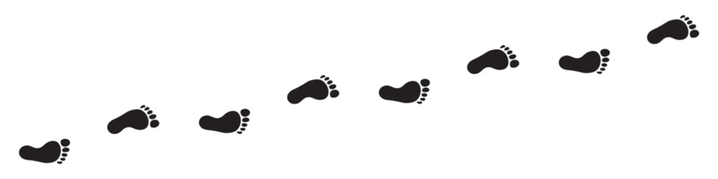 Bare footprints walking path vector illustration