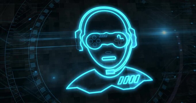 Gamer and video game player symbol digital concept. Cyber technology and computer background abstract 3d. Seamless and loopable.