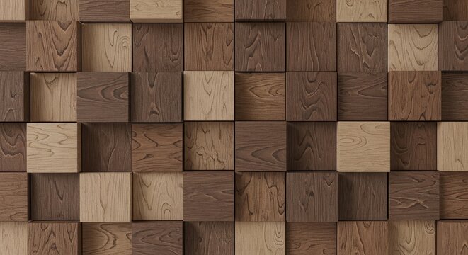 Wooden cube background textured wall art 3d wood blocks interior design element neutral tone