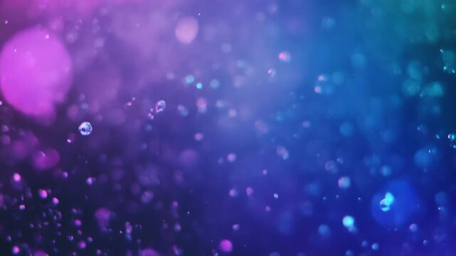 colorful microscopic particles in motion under blue light