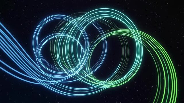 Abstract motion graphics of flowing neon light patterns