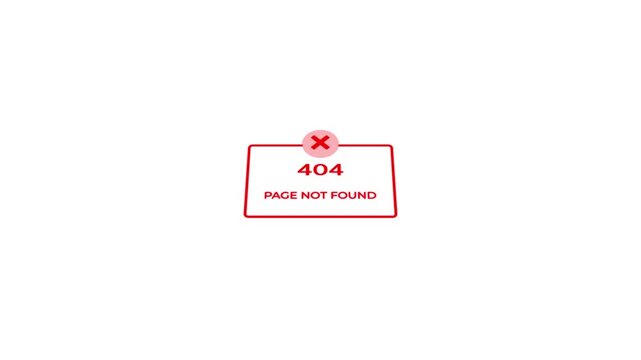 3D Animation 404 error page not found text on black background