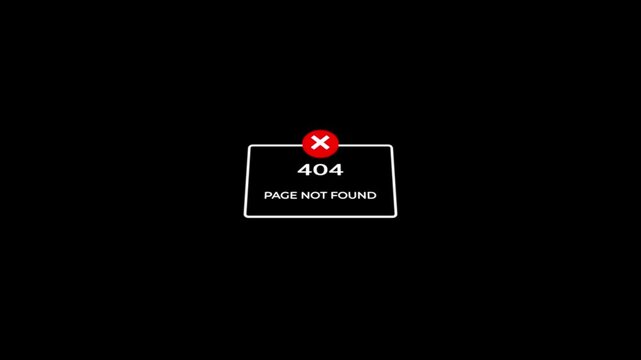 404 error page not found text on black background 4K Video