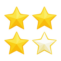 Obraz premium Four yellow star icons on transparent background
