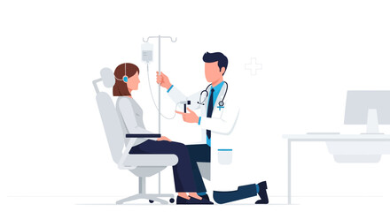 Fototapeta premium Medical Illustration Featuring Doctor With Patient Undergoing Treatment in a Clinic
