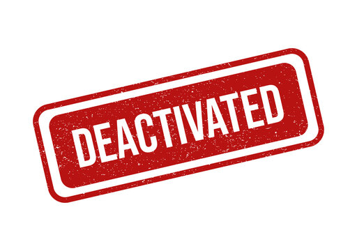 Red rectangular rubber stamp with the word deactivated in white text