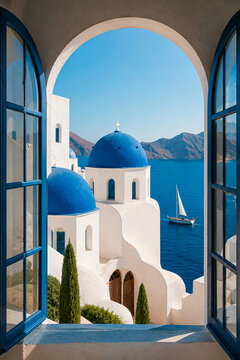Santorini beach photo, Santorini postcard, church, minimalist architecture, church in santorini greece