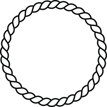 Black braided circle frame on white background