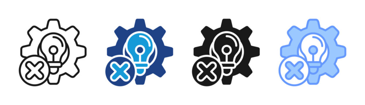 Innovation Failure icon set multiple style collection