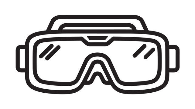 Safety Goggles with Gray Lens and Black Frame on White Background, Protective Eyewear Concept for Work and Laboratory Safety