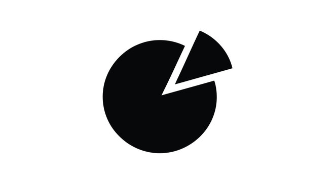Pie chart with one slice removed black and white silhouette