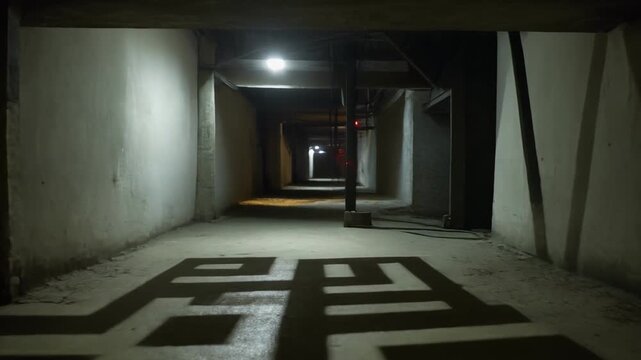 interior hallway with moving light shadows timelapse