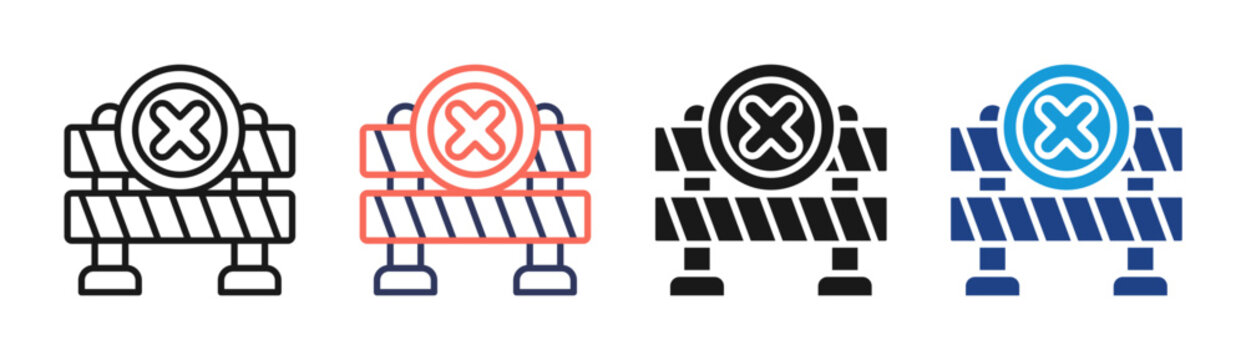 Border Closure icon set multiple style collection