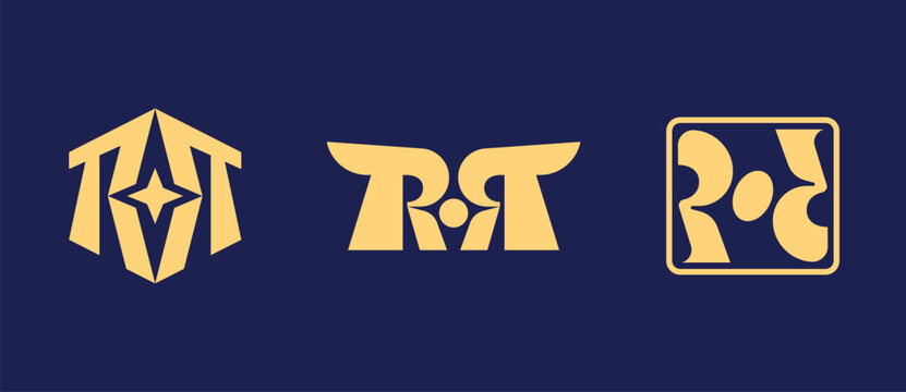 Modern RR monogram logo set with abstract letter R initials geometric design