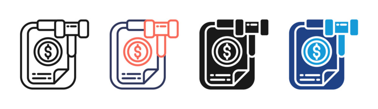 Legal Contract icon set multiple style collection