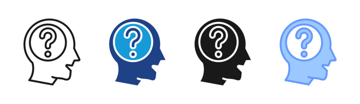 Question Mind icon set multiple style collection