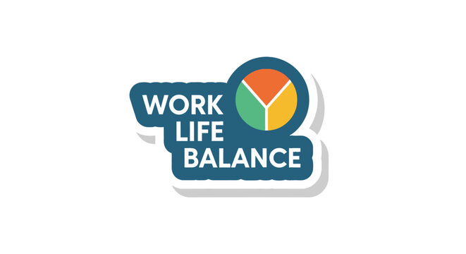 Work life balance concept sticker with colorful pie chart