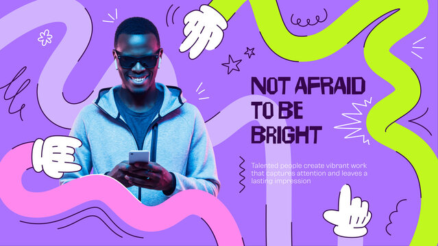 A bright and modern template with bold colors, playful shapes, and hand-drawn elements. Perfect for creative promos and eye-catching social media content.