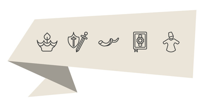 religion outline icon set. thin line diwali, crusade, mushaf, sufi mystic icons. editable vector
