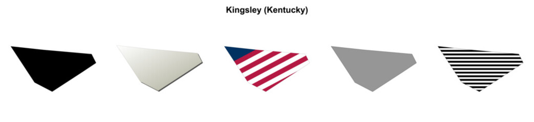Obraz premium Kingsley (Kentucky) blank outline map set