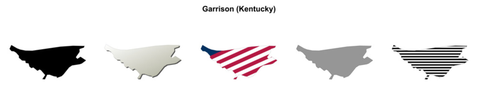 Garrison (Kentucky) blank outline map set