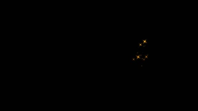Gold Magic Sparkles Glitter Line Stars Pixie Dust Path on Transparent Black Background
