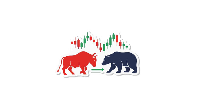 Bull and bear market comparison with stock market candles