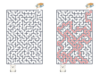 Help the polar bear cub reach the sled maze puzzle with solution © Vlada