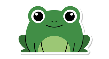Fototapeta premium Cute cartoon frog illustration, sticker style, isolated on white background