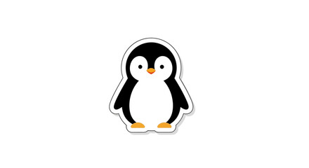 Naklejka premium Cute cartoon penguin sticker illustration, isolated on white background