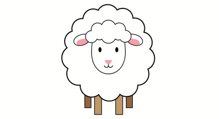 Cute cartoon sheep illustration, simple flat design, isolated on white background © budi