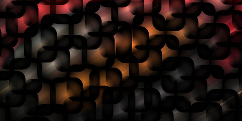 Abstract geometric pattern with rounded squares and warm lighting effects