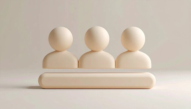 3D three user silhouettes with bar line followers icon isolated on whi