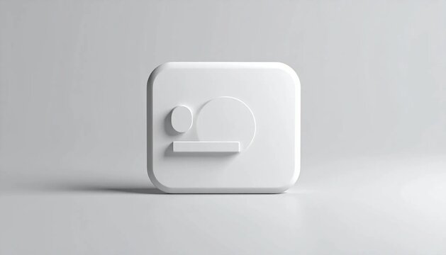 3D rounded rectangle KPI card with circle and bar icon isolated on whi