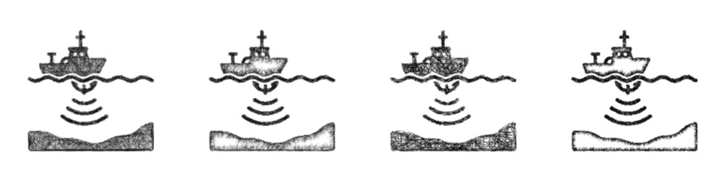 Sketch oceanography icon design set