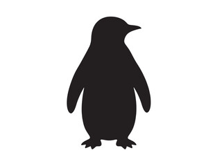 Obraz premium Minimalist black penguin silhouette vector, a sleek animal icon, simple arctic bird graphic for branding and design projects, isolated on white